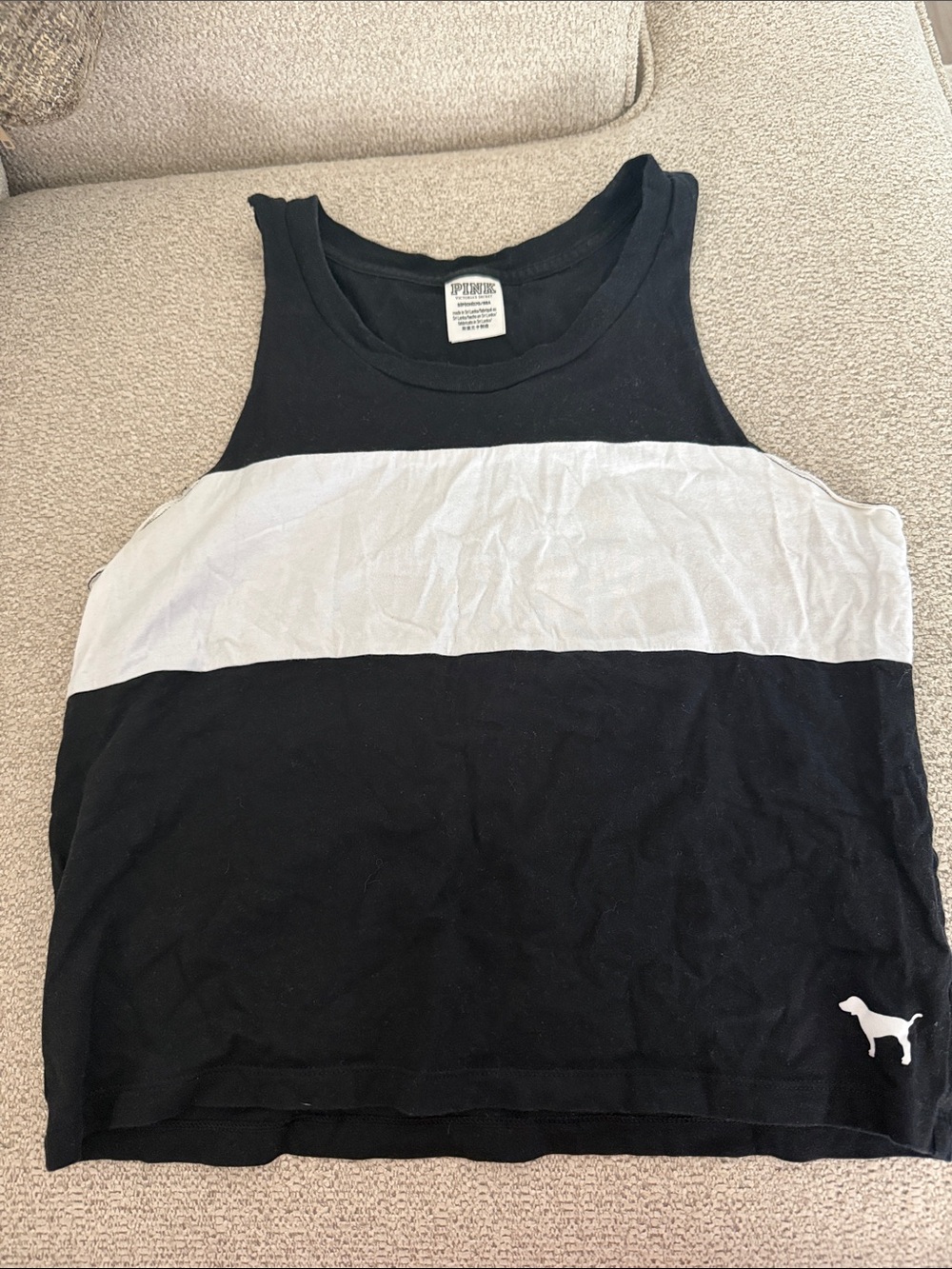 Black & White Stripe Tank Top PINK